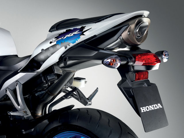 honda cbr600rr 2009 blanc bleu arriere