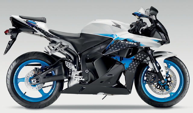 honda cbr600rr 2009 blanc bleu profil droit