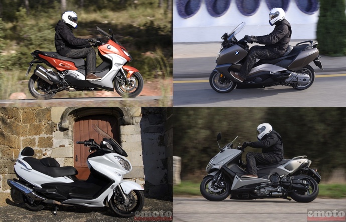 bmw c650 gt et sport face aux tmax 530 et burgman 650 executive