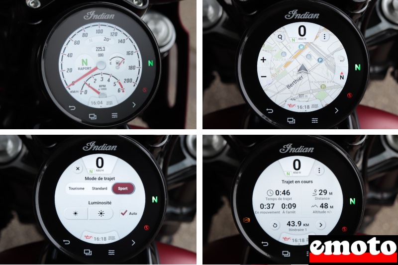 4 affichages differents du tableau de bord de la rt il y a meme le gps avec la cartographie