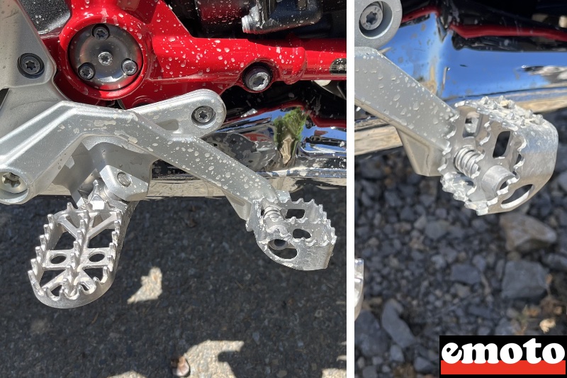 repose pied enduro et pedalte de frein orientable pour rouler assis ou debout