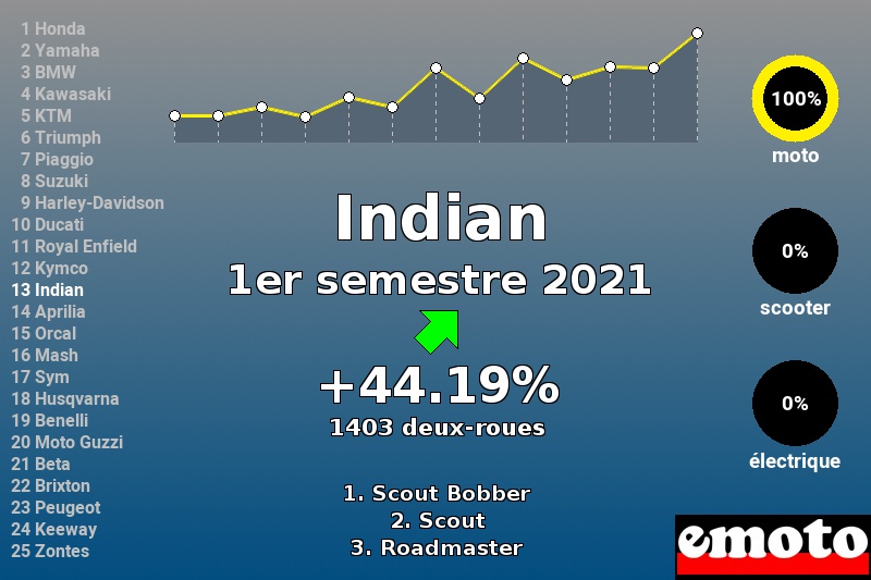 Immatriculations Indian en France au 1er semestre 2021 Immatriculations Indian en France au 1er semestre 2021