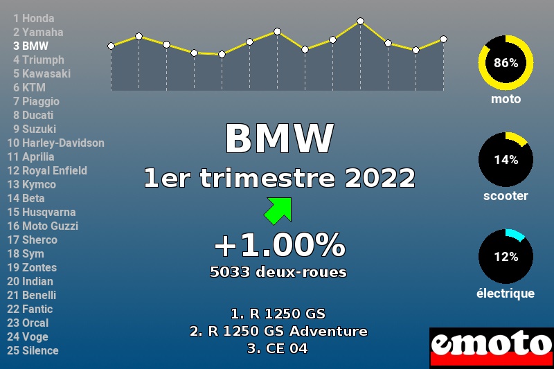 Immatriculations BMW en France au 1er trimestre 2022 Immatriculations BMW en France au 1er trimestre 2022