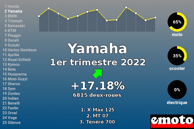 Immatriculations Yamaha en France au 1er trimestre 2022 Immatriculations Yamaha en France au 1er trimestre 2022