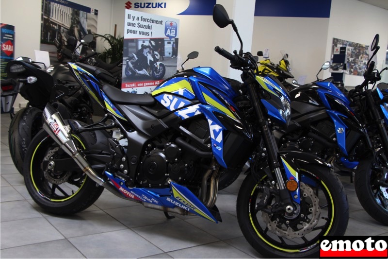 Des prépas Suzuki GSXS 1000 et 750 chez Moto Virus, suzuki gsxs 7500 gp avec son kit deco motogp chez moto virus