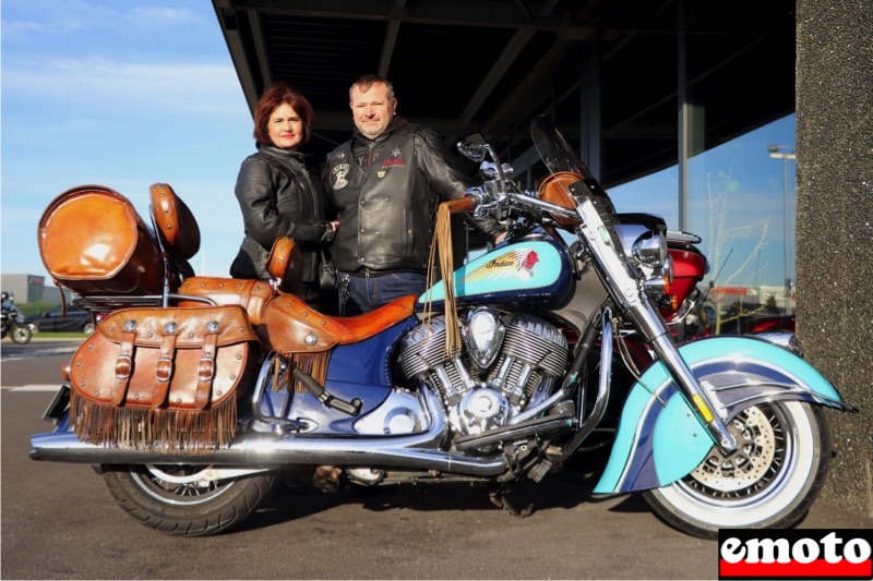 Damien et Karine sur Indian Chief Vintage à Lille, damien et karine avec leur indian chief vintage a lille