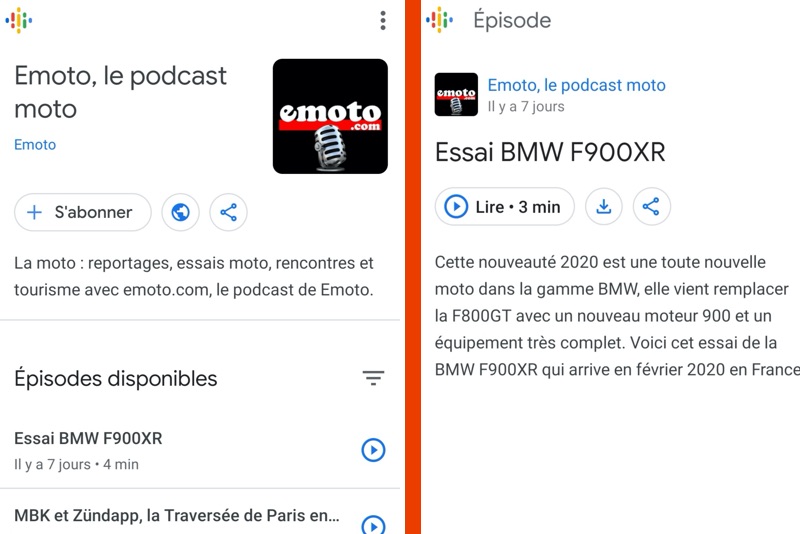 emoto le podcast moto lance en janvier 2020 sur google podcasts avec android