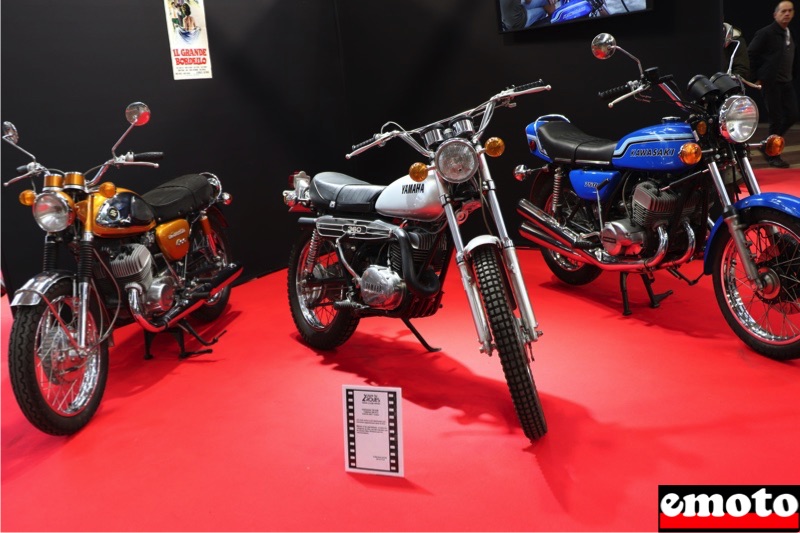 Motos du cinéma au salon du deux-roues de Lyon en 20 films Suzuki-500t-cobra-yamaha-360-rt2-et-kawasaki-750-h2b-dans-il-grande-bordello