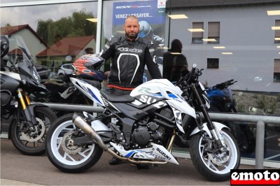 Gérard et sa Suzuki GSXS 750 chez Moto Concept 57 Merlebach