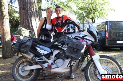 Emilie, Aurélien et leur Honda Africa Twin 750 à l'AAMF