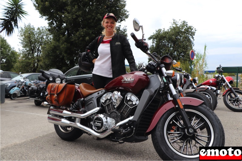 Sylvie et son Indian Scout A2 chez Indian Toulon à La Garde, sylvie et son indian scout a2 chez indian toulon