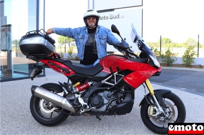 Philippe et son Aprilia Caponord 1200 au Moto Park Mauguio