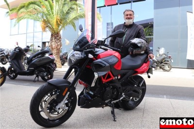 Pierre-Alain et son Aprilia Shiver 900 au Moto Park Mauguio