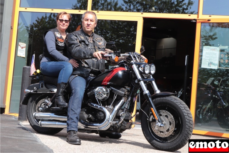 Harley-Davidson Fat Bob de Christian chez HD Légende 76, harley davidson fat bob de christian et nathalie