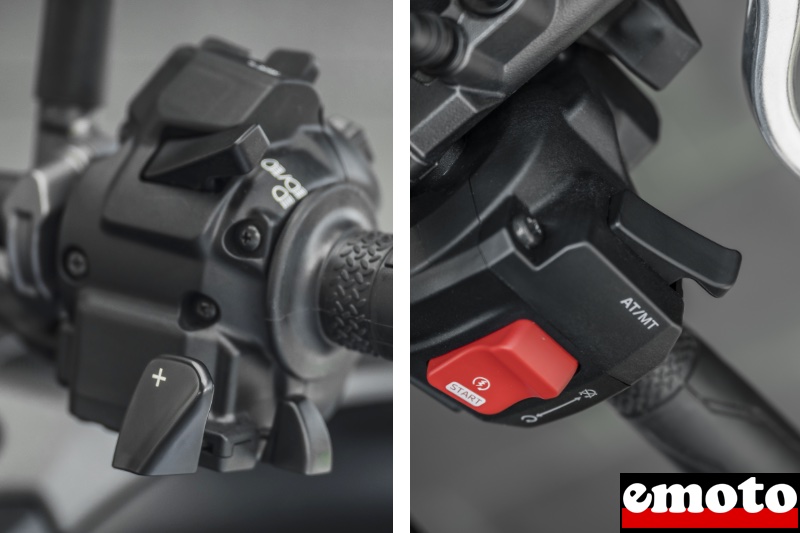 a gauche les gachettes pour monter et descendre les rapports a droite le bouton pour passer du mode manuel a automatique sur la yamaha y amt a gauche les gachettes pour monter et descendre les rapports a droite le bouton pour passer du mode manuel a automatique sur la yamaha y amt