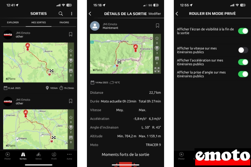 Application Yamaha MyRide pour Tracer9, Tracer7, T-Max, etc., enregistrement de mes itineraires de balades avec yamaha myride