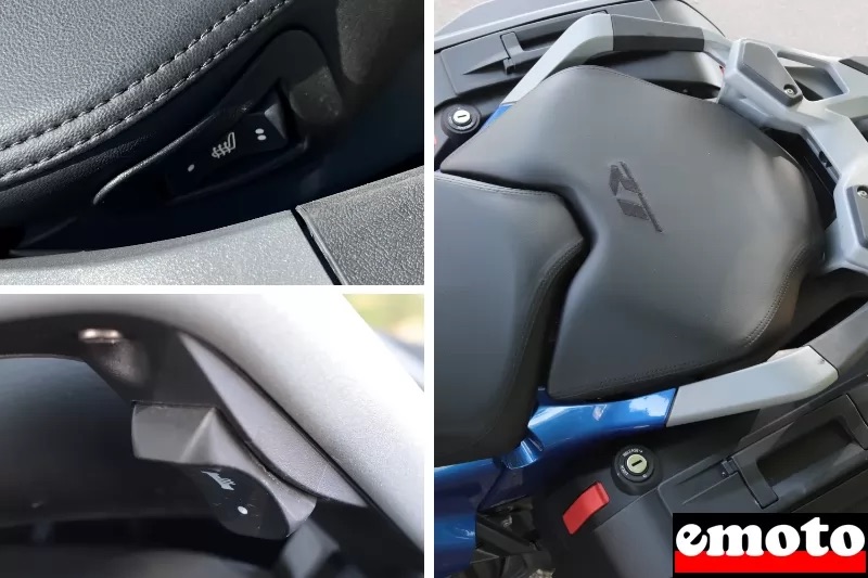 confort du passager avec les boutons de la selle chauffante haut gauche et des poignees chauffaantes bas gauche pour accompagner cette large selle confort confort du passager avec les boutons de la selle chauffante haut gauche et des poignees chauffaantes bas gauche pour accompagner cette large selle confort