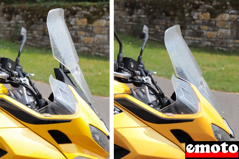 amplitude de reglage du pare brise de la tiger sport 800